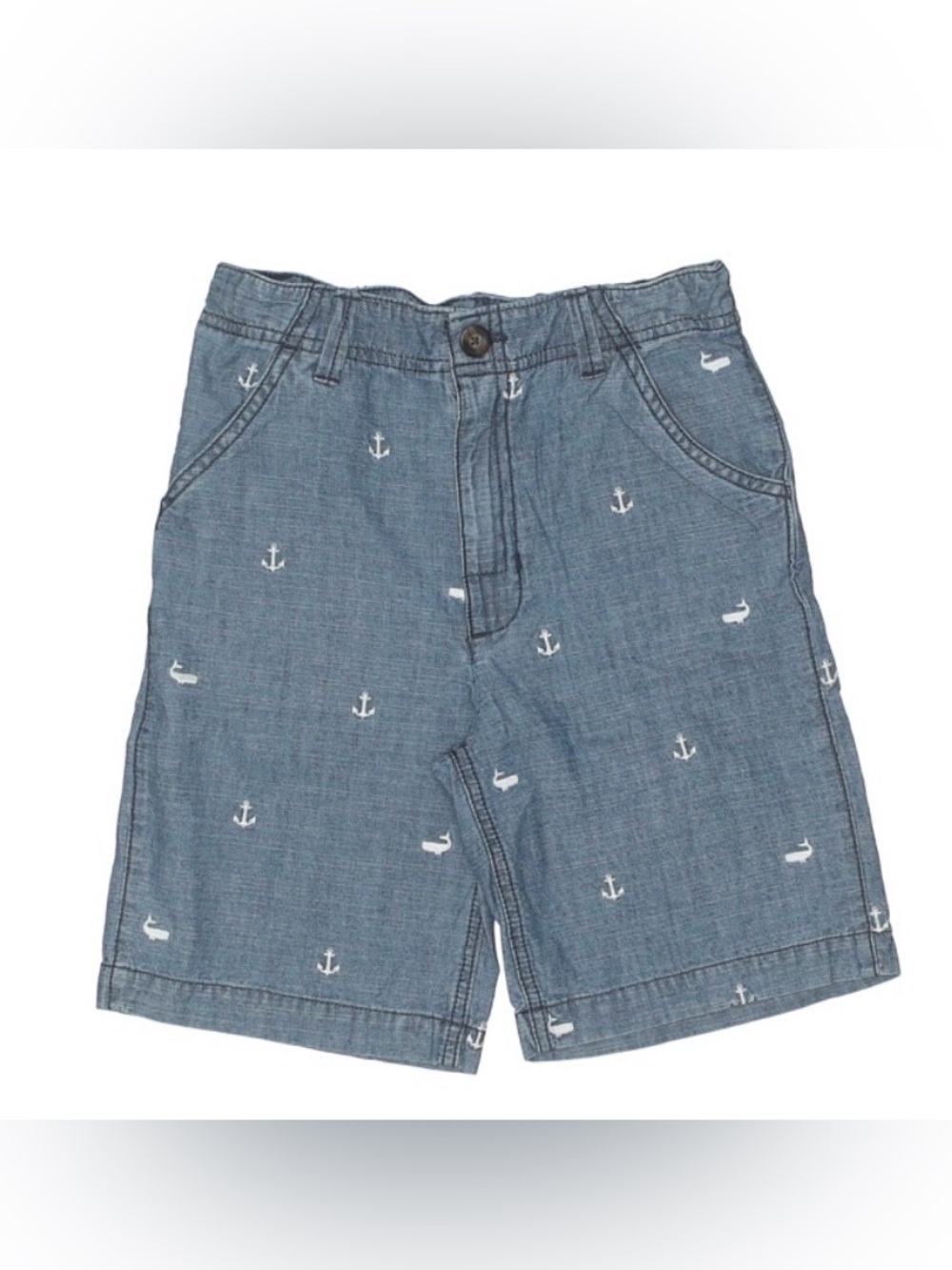 CARTER’s Denim-Look Anchor & Whale Nautical Shorts - Blue